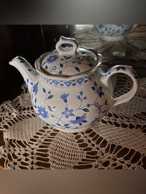 Bristol Blue Floral Ceramic Teapot